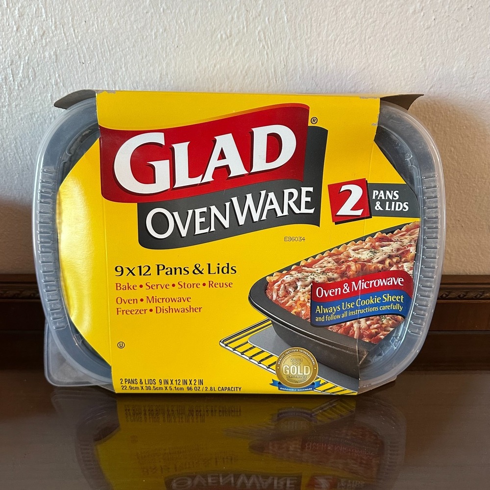 Glad OvenWare Simply Cooking 2 Pans Lids 9'' x 12'' Made In USA Bake Serve Store